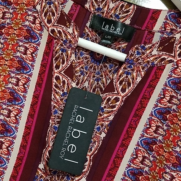 RACHEL ROY TUNIC SLEEVELESS TOP NEW SIZE LARGE BOHO FESTIVAL RESORTWEAR COLORFUL - Picture 4 of 6